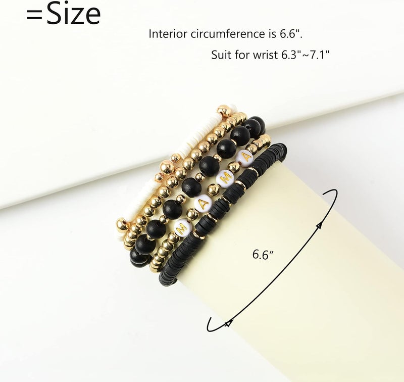 GOOJIDS Surfer Heishi Clay Bead Bracelets for Women Bohemian Stackable Gold Plated Beaded Stretch Bracelets Elastic Layering Friendship Bracelets Set Boho Jewelry - Image 2